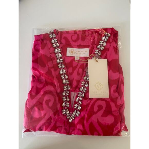 Sheridan French Ruby Azaleas Natalie 100% Poly Silk Pink Blouse Size XS - Picture 15 of 15